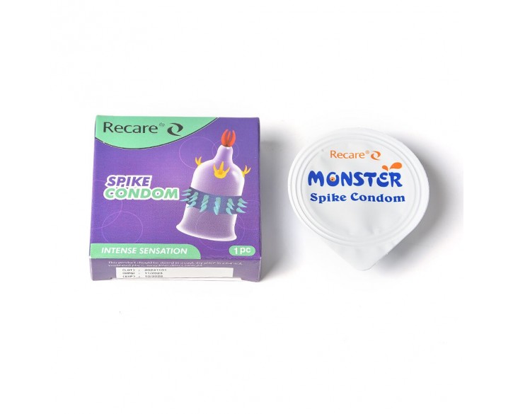 Насадка на член Recare Spike Condom Purple (презерватив з вусиками та рядами шипів)