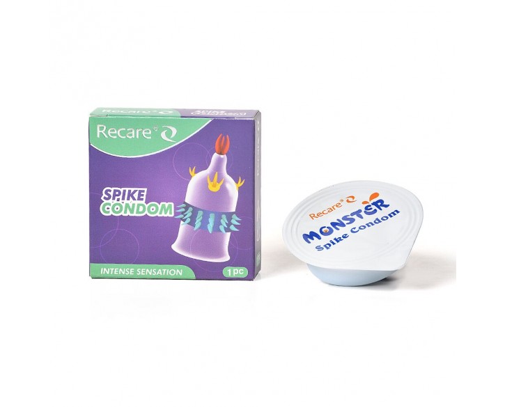 Насадка на член Recare Spike Condom Purple (презерватив з вусиками та рядами шипів)