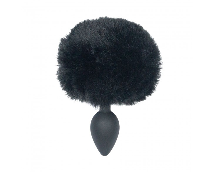Анальна пробка з хвостом Punishment - Bunny Tail Silicone Anal Plug - Black
