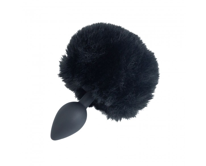 Анальна пробка з хвостом Punishment - Bunny Tail Silicone Anal Plug - Black