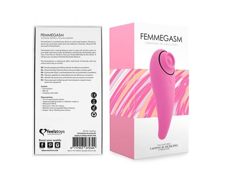 Пульсатор для клітора плюс вібратор FeelzToys - FemmeGasm Tapping & Tickling Vibrator Pink