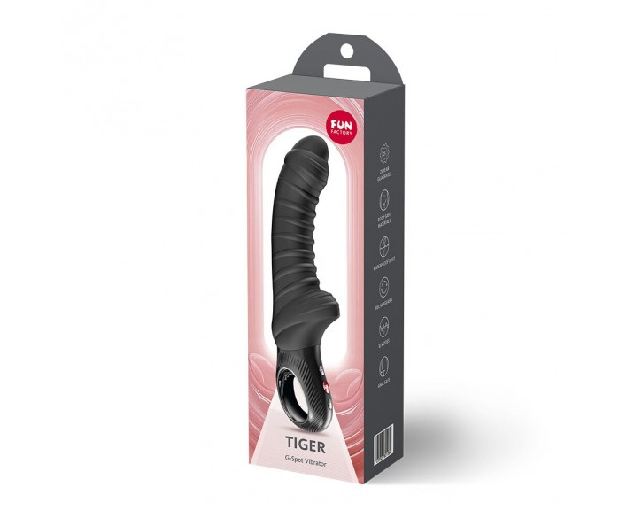 Вібратор для точки G Fun Factory TIGER Black, ребристий, підходить для анальної стимуляції