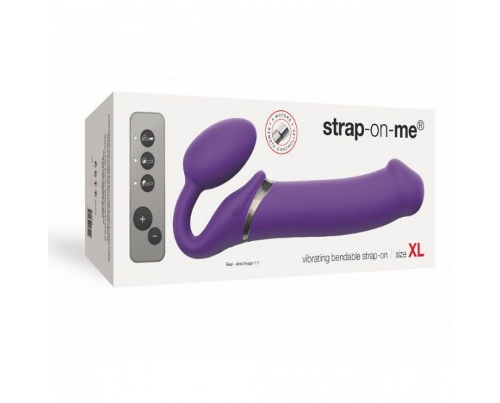 Безремінний страпон з вібрацією Strap-On-Me Vibrating Violet XL, діам. 4,5 см, пульт ДК, регульовани