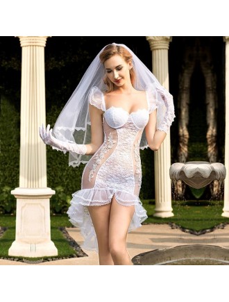 Еротичний костюм нареченої "Благочестива Марта" L/XL White