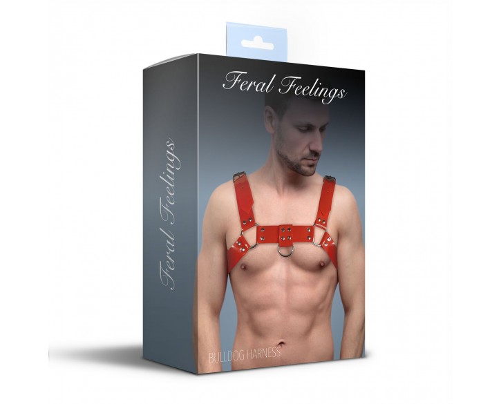 Чоловіча портупея на груди Feral Feelings - Bulldog Harness Red