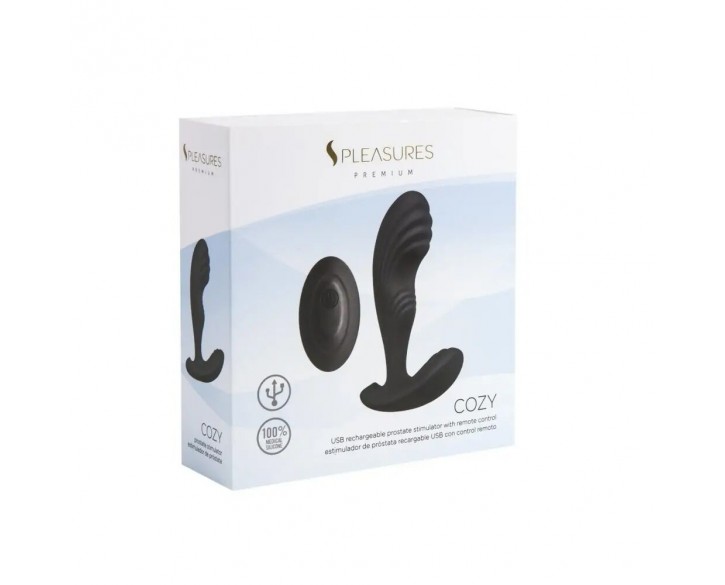 Вібромасажер простати S Pleasures Premium Cozy, чорний, з рельєфною головкою, 10 режимів