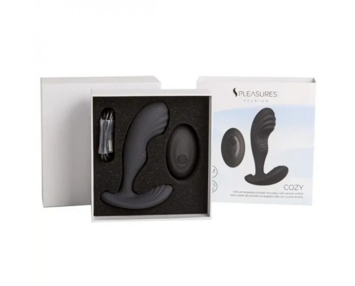 Вібромасажер простати S Pleasures Premium Cozy, чорний, з рельєфною головкою, 10 режимів