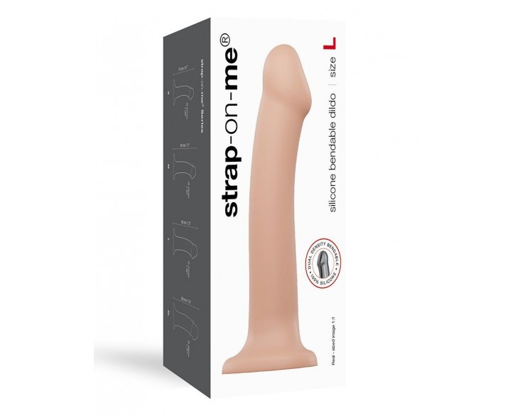 Насадка для страпону Strap-On-Me Dual Density Dildo Flesh L, діаметр 3,7 см, двошарова, гнучкий