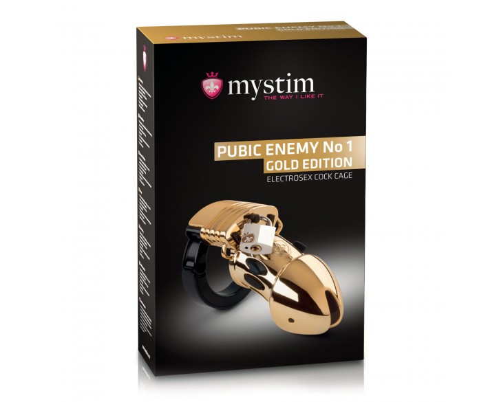 Клітка для члена з електростимуляцією Mystim Pubic Enemy No 1 - Gold Edition