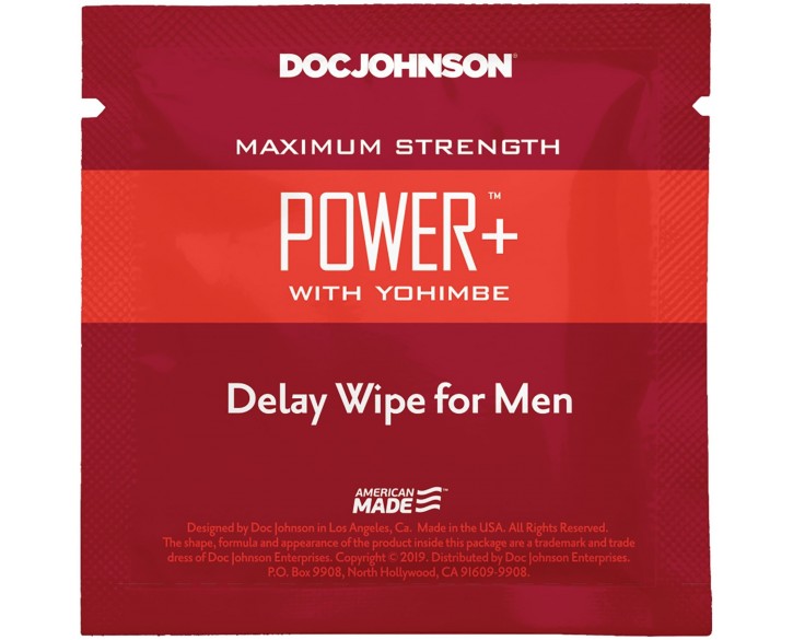 Пролонгуюча серветка Doc Johnson Power + Delay Wipe For Men з екстрактом йохимбе