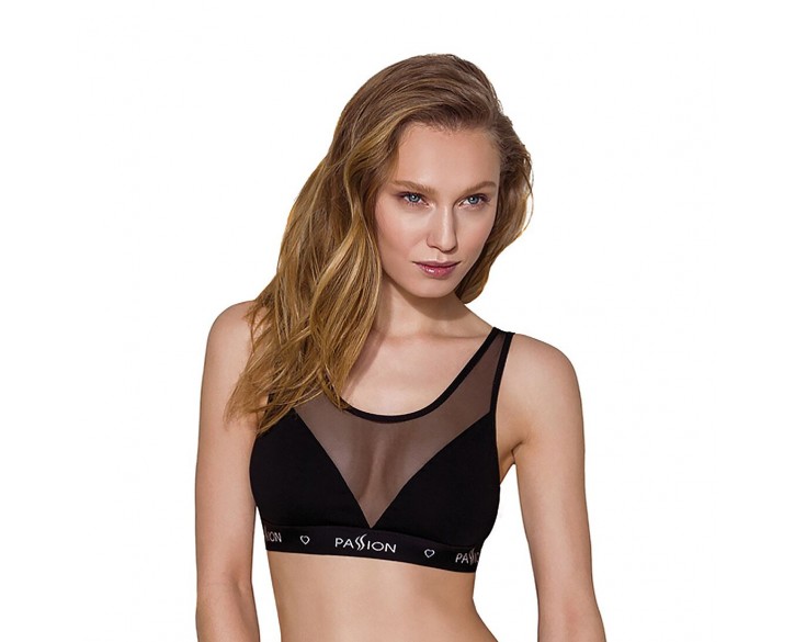 Топ з прозорою вставкою Passion PS002 TOP black, size L