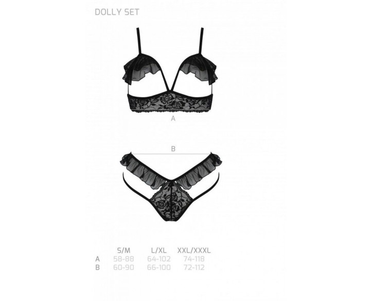 Комплект DOLLY SET WITH OPEN BRA black L/XL Passion