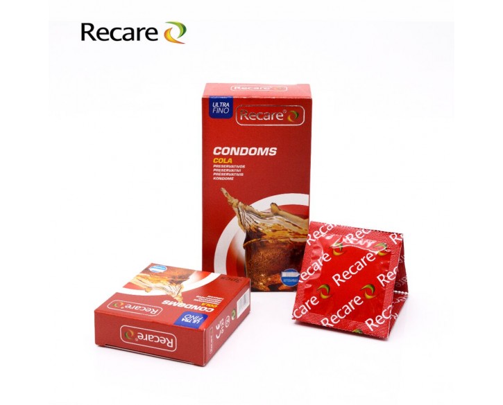 Презервативи Recare Cola Dotted&Ribbed Condoms 3 шт, з пухирцями та ребрами, аромат: Кола