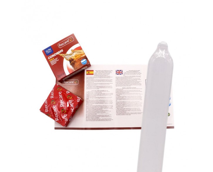 Презервативи Recare Cola Dotted&Ribbed Condoms 3 шт, з пухирцями та ребрами, аромат: Кола
