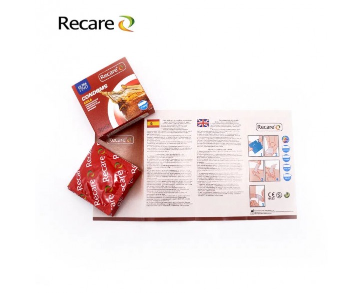 Презервативи Recare Cola Dotted&Ribbed Condoms 3 шт, з пухирцями та ребрами, аромат: Кола
