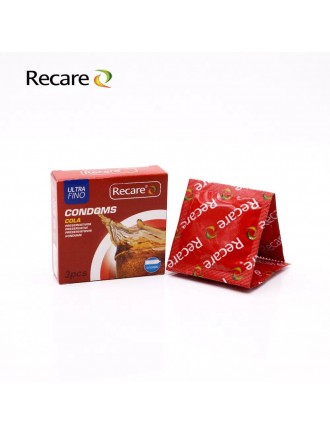 Презервативи Recare Cola Dotted&Ribbed Condoms 3 шт, з пухирцями та ребрами, аромат: Кола