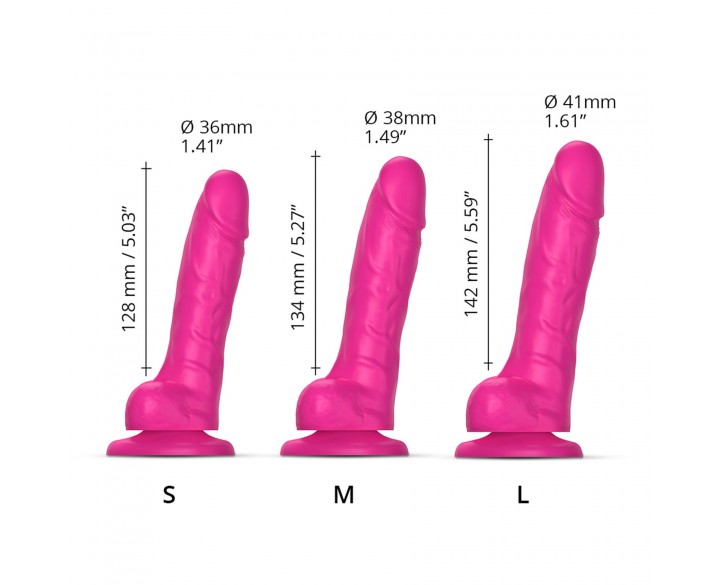 Реалістичний фалоімітатор Strap-On-Me Sliding Skin Realistic Dildo Fuchsia - S, ефект рухливої шкіри