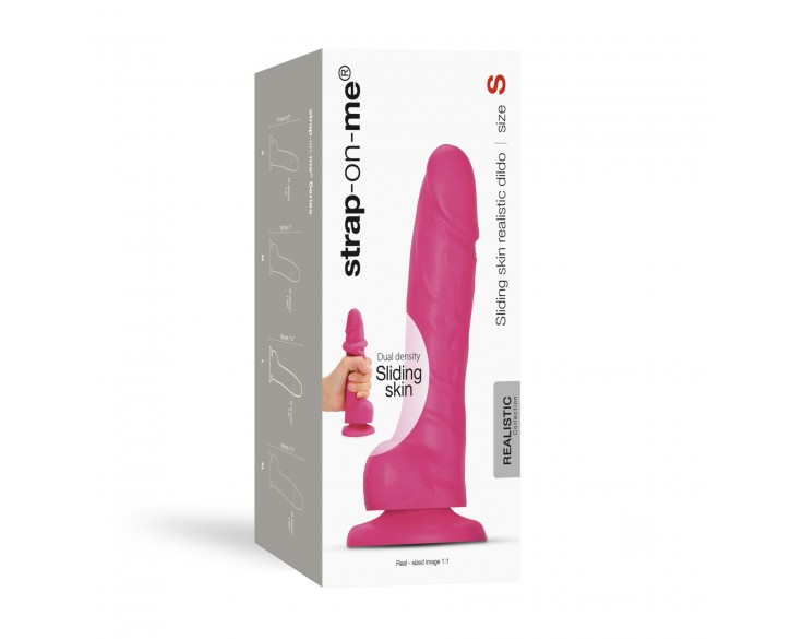 Реалістичний фалоімітатор Strap-On-Me Sliding Skin Realistic Dildo Fuchsia - S, ефект рухливої шкіри