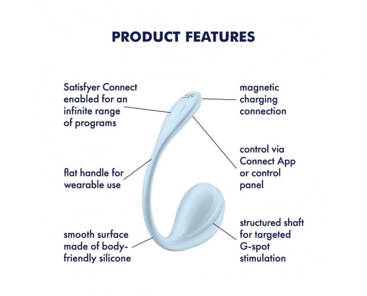 Смарт-віброяйце Satisfyer Smooth Petal Connect App Light Blue