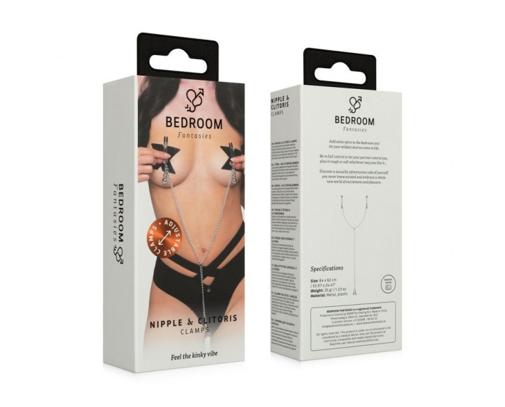 Затискачі для сосків та клітора Bedroom Fantasies: Nipple and Clitoris Clamps - Silver