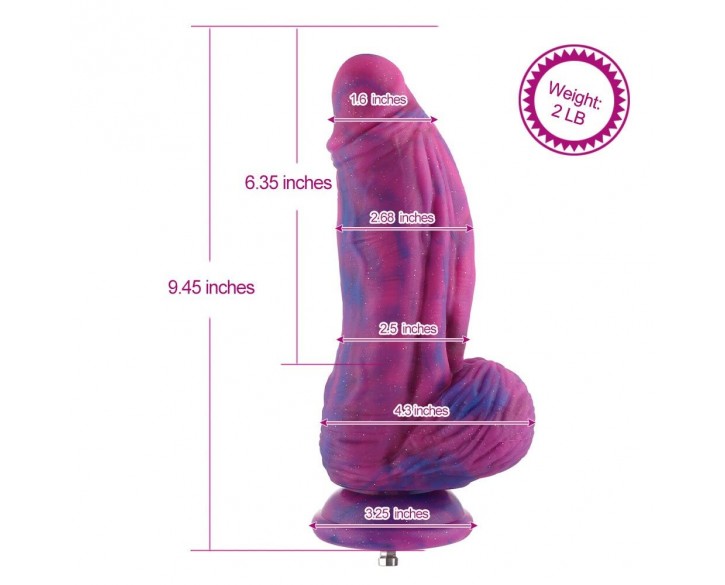 Фалоімітатор для секс-машин Hismith 9.45″ Silicone Fantasy Series Dildo, система кріплення KlicLok