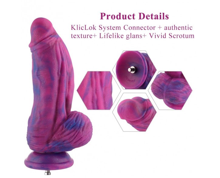 Фалоімітатор для секс-машин Hismith 9.45″ Silicone Fantasy Series Dildo, система кріплення KlicLok