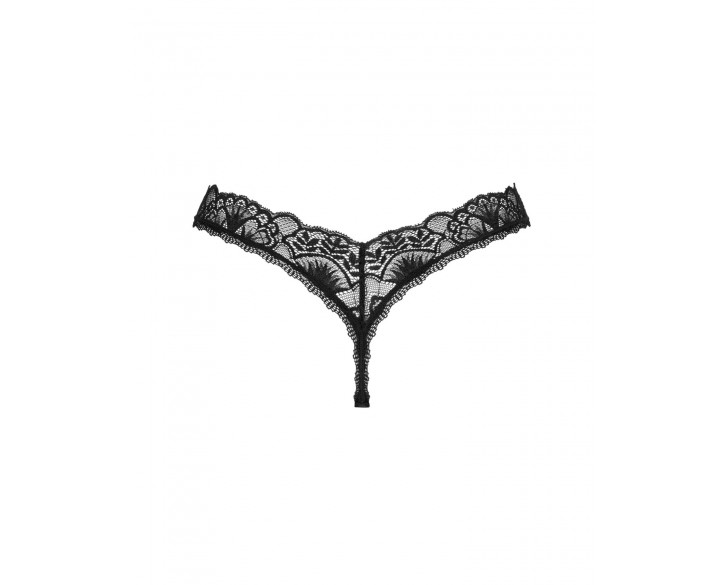 Мереживні стрінги Obsessive Donna Dream thong XS/S Black, низька посадка