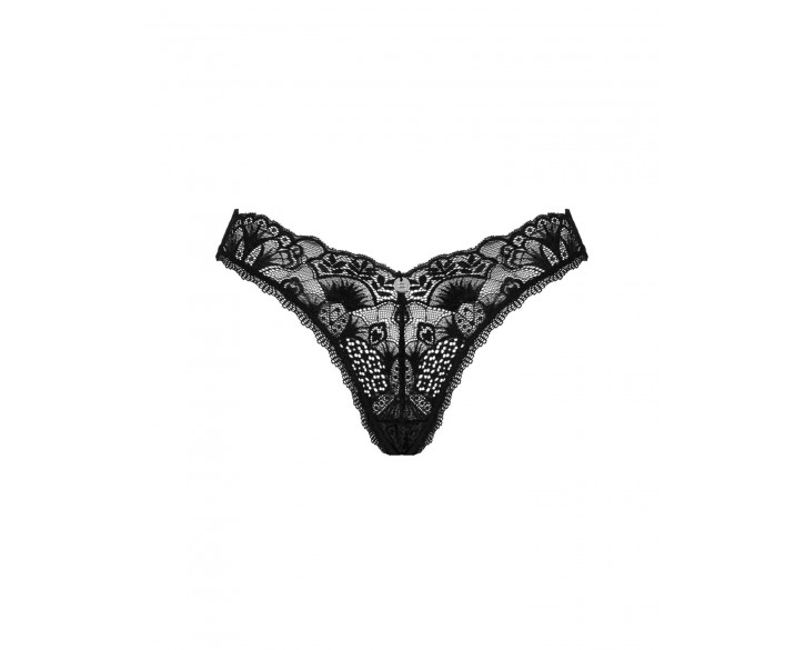 Мереживні стрінги Obsessive Donna Dream thong XS/S Black, низька посадка