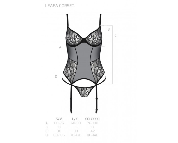 Корсет Passion LEAFA CORSET black L/XL - ECO Passion