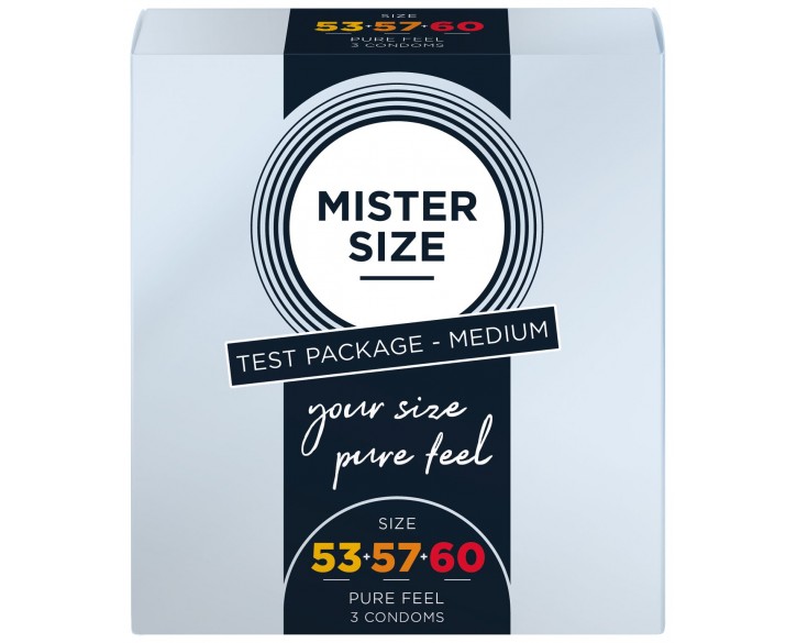 Набір презервативів Mister Size - pure feel - 53–57–60 (3 condoms), 3 розміри, товщина 0,05 мм