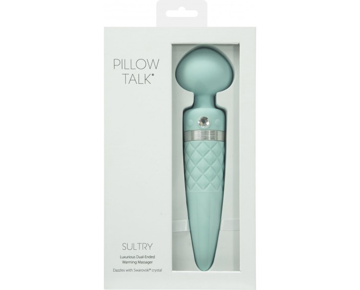 Вібромасажер 2в1 PILLOW TALK - Sultry Teal, класичний масажер і вібратор з ротацією, підігрів