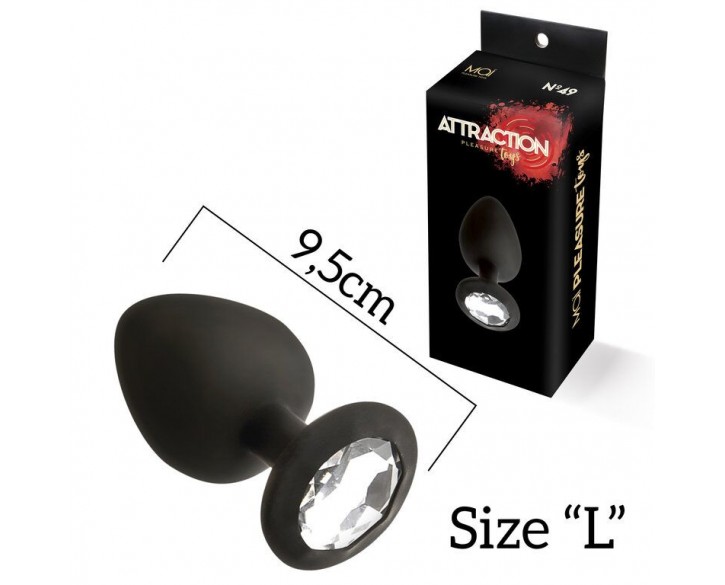 Анальна пробка з кристалом MAI Attraction Toys №49 Black, довжина 9,5 см, діаметр 4 см