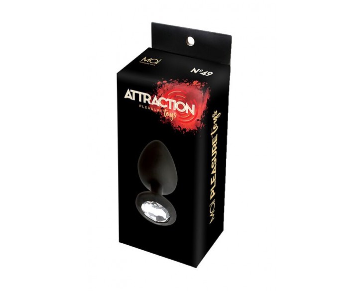 Анальна пробка з кристалом MAI Attraction Toys №49 Black, довжина 9,5 см, діаметр 4 см