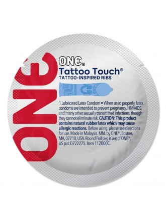 Презерватив ONE Tattoo Touch Blue 1 шт