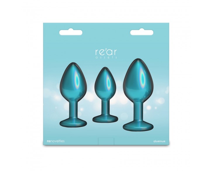 Набір анальних пробок NS Novelties Rear Assets - Trainer Kit - Iridescent Teal - Teal Gem