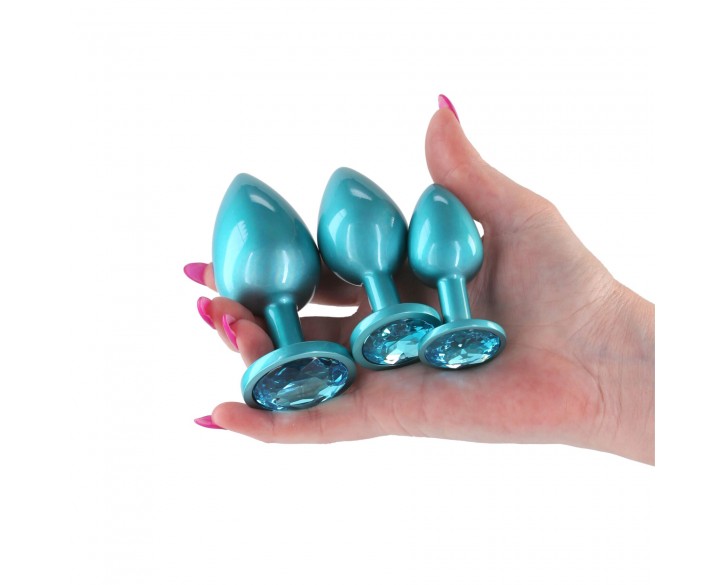 Набір анальних пробок NS Novelties Rear Assets - Trainer Kit - Iridescent Teal - Teal Gem