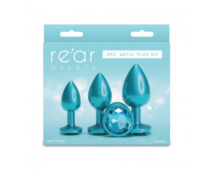 Набір анальних пробок NS Novelties Rear Assets - Trainer Kit - Iridescent Teal - Teal Gem