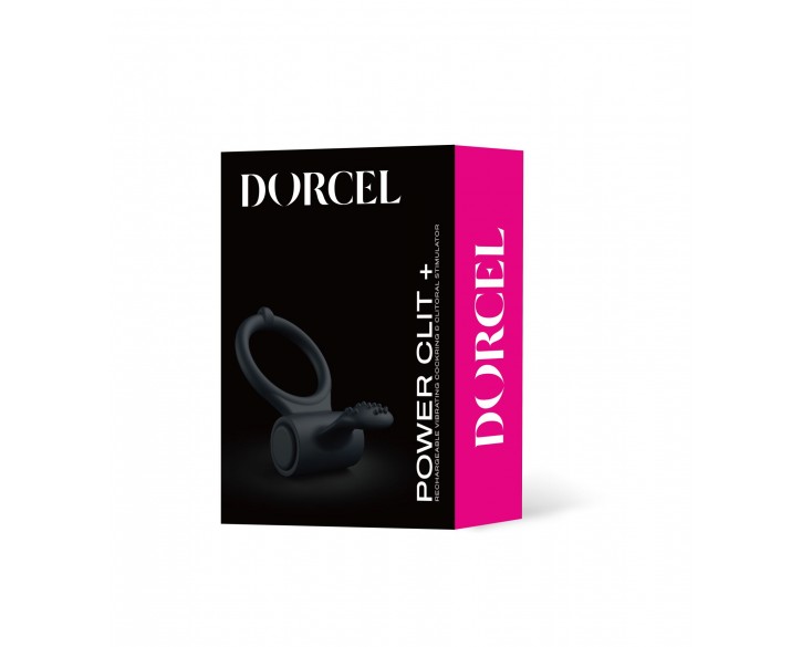 Ерекційне кільце Dorcel Power Clit Plus з вібрацією, перезаряджається, з язичком та щіточкою