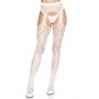 Ажурні колготки із сердечками Leg Avenue Heart White, one size, імітація панчіх