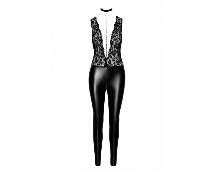 Комбінезон Noir Handmade F298 Libido Deep-V catsuit with collar and pearl chain - L