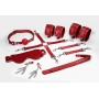 Набір Feral Feelings BDSM Kit 7 Red, наручники, поножі, конектор, маска, падл, кляп, затискачі