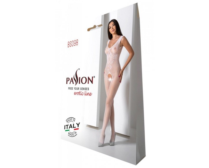 Бодістокінг з крилами Passion BS098 One Size, white, середня сітка, відкритий доступ