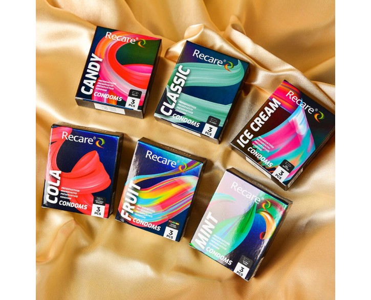 Презервативи Holographic Recare Cola Dotted&Ribbed Condoms 3 шт, з пухирцями і ребрами, аромат: Кола