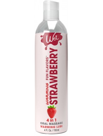 Зігрівальний лубрикант на водній основі Wet Warming Strawberry 4 in 1, без цукру (118 мл)