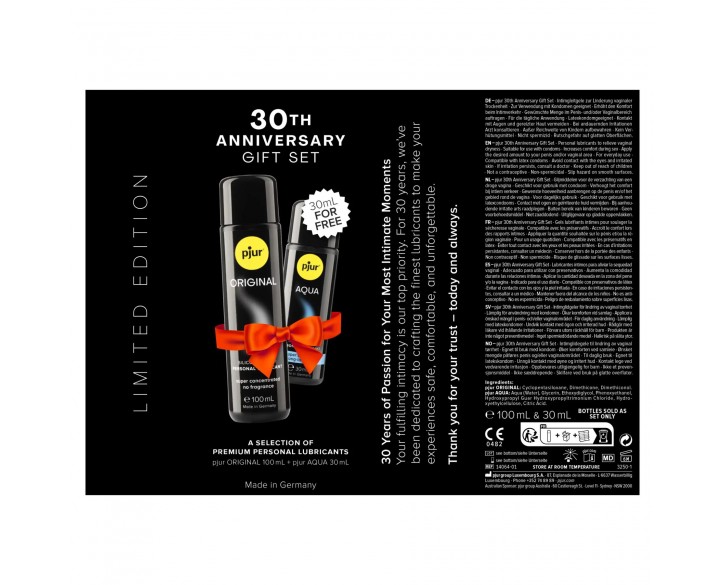 Ювілейний набір лубрикантів pjur 30th Anniversary Gift Set: Original 100 мл та Aqua 30 мл