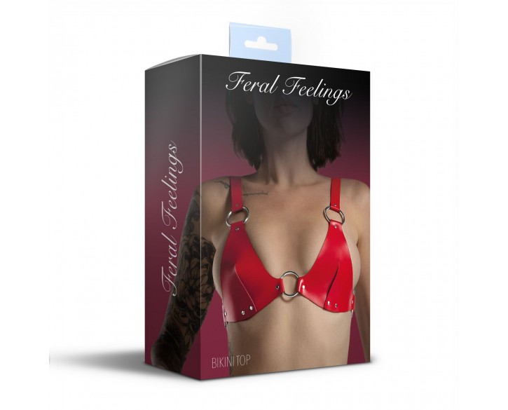 Ліф з натуральної шкіри Feral Feelings - Bikini Top Red