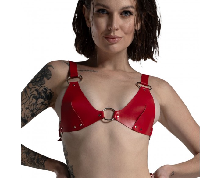 Ліф з натуральної шкіри Feral Feelings - Bikini Top Red