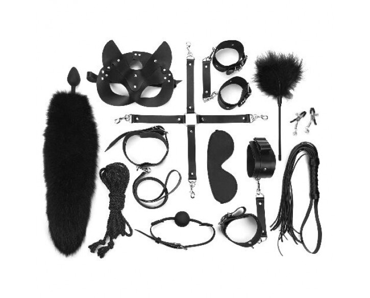 Набір Art of Sex - Maxi BDSM Set Leather, 13 предметів, натуральна шкіра, Чорний