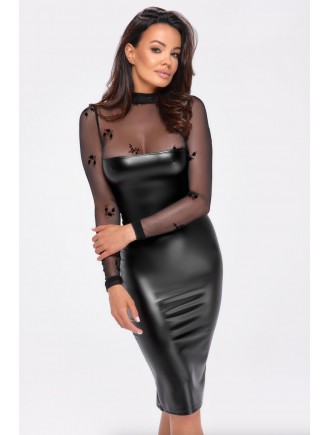 Сукня Noir Handmade F310 Sublime wetlook and flocked mesh midi dress - S