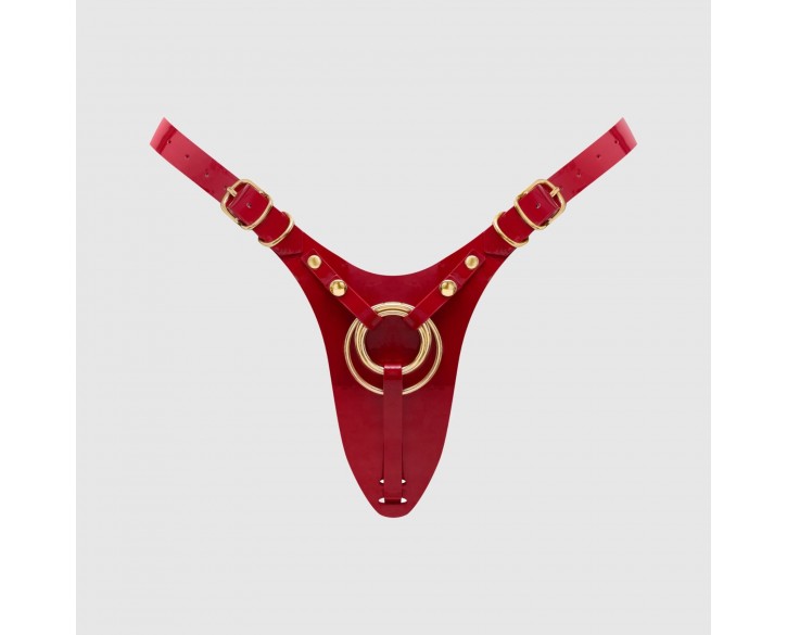 Трусики для страпона Strap-On-Me Leatherette Harness Fabulous - One Size - Red Glossy